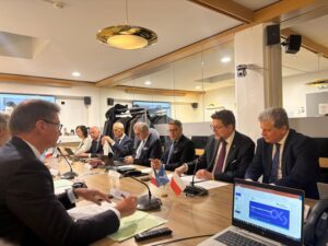 Astrocent Director Leszek Roszkowski at the 8th French‑Polish Forum for Science and Innovation in Paris, alongside international representatives